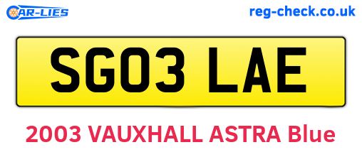 SG03LAE are the vehicle registration plates.
