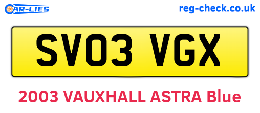 SV03VGX are the vehicle registration plates.
