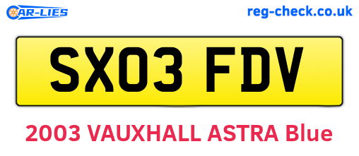 SX03FDV are the vehicle registration plates.