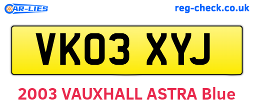 VK03XYJ are the vehicle registration plates.