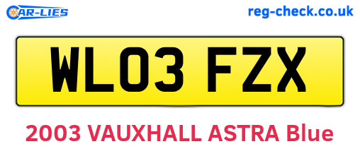 WL03FZX are the vehicle registration plates.