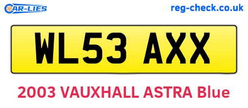 WL53AXX are the vehicle registration plates.