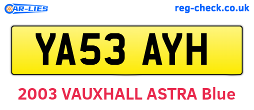 YA53AYH are the vehicle registration plates.