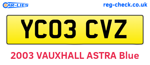 YC03CVZ are the vehicle registration plates.