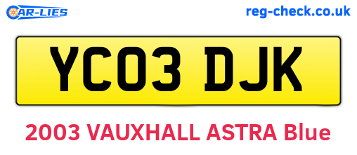 YC03DJK are the vehicle registration plates.