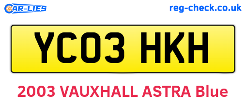 YC03HKH are the vehicle registration plates.