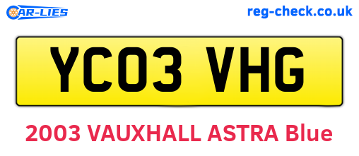 YC03VHG are the vehicle registration plates.