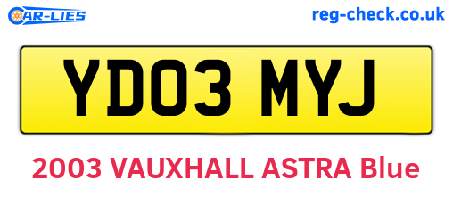 YD03MYJ are the vehicle registration plates.