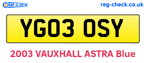 YG03OSY are the vehicle registration plates.