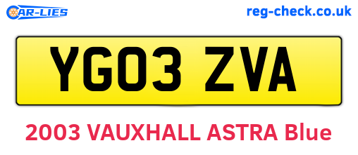 YG03ZVA are the vehicle registration plates.