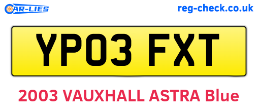 YP03FXT are the vehicle registration plates.