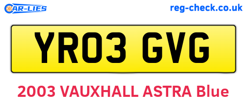 YR03GVG are the vehicle registration plates.