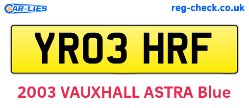 YR03HRF are the vehicle registration plates.