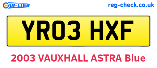 YR03HXF are the vehicle registration plates.