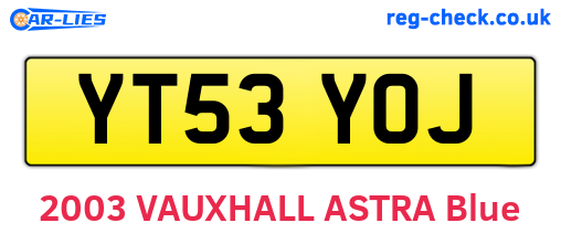 YT53YOJ are the vehicle registration plates.