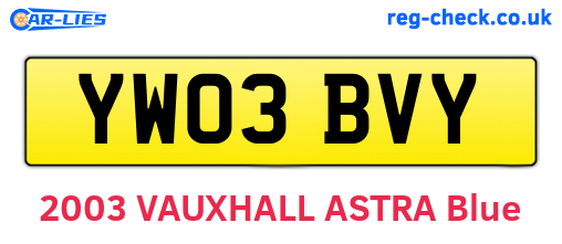 YW03BVY are the vehicle registration plates.