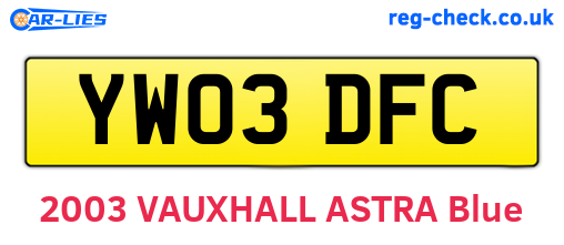 YW03DFC are the vehicle registration plates.