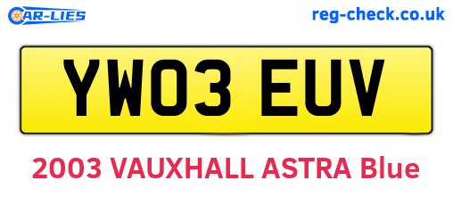 YW03EUV are the vehicle registration plates.