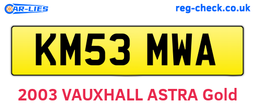 KM53MWA are the vehicle registration plates.