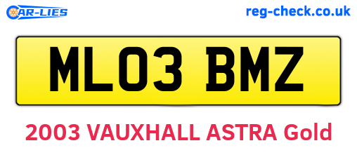 ML03BMZ are the vehicle registration plates.