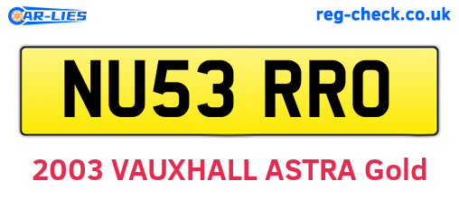 NU53RRO are the vehicle registration plates.