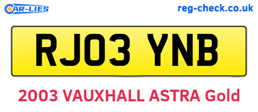 RJ03YNB are the vehicle registration plates.