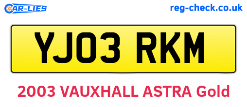 YJ03RKM are the vehicle registration plates.