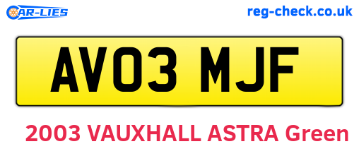 AV03MJF are the vehicle registration plates.