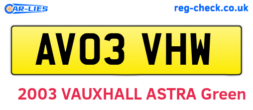 AV03VHW are the vehicle registration plates.