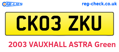 CK03ZKU are the vehicle registration plates.