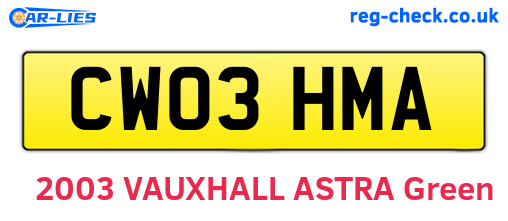 CW03HMA are the vehicle registration plates.