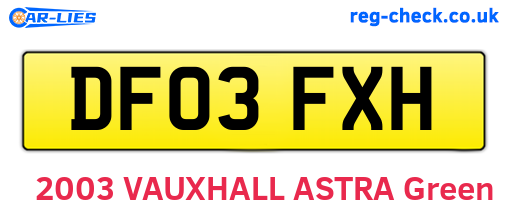 DF03FXH are the vehicle registration plates.