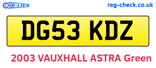 DG53KDZ are the vehicle registration plates.