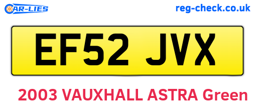 EF52JVX are the vehicle registration plates.