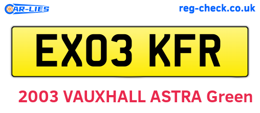 EX03KFR are the vehicle registration plates.