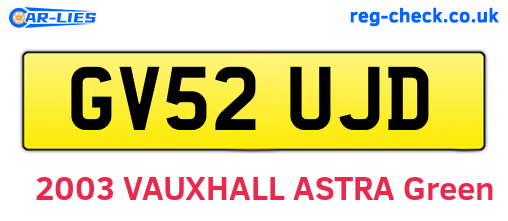 GV52UJD are the vehicle registration plates.