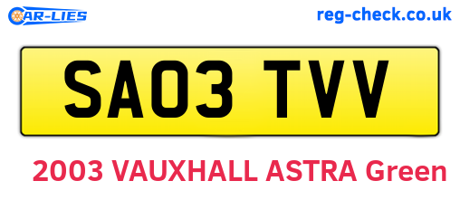 SA03TVV are the vehicle registration plates.