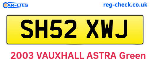 SH52XWJ are the vehicle registration plates.