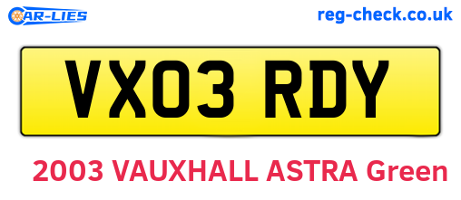 VX03RDY are the vehicle registration plates.