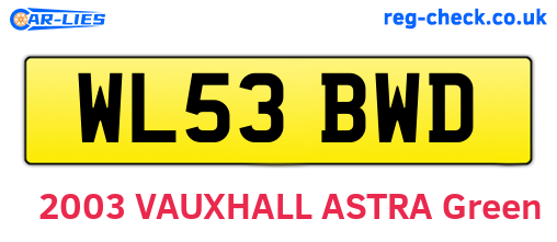 WL53BWD are the vehicle registration plates.