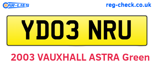 YD03NRU are the vehicle registration plates.