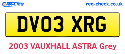 DV03XRG are the vehicle registration plates.