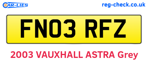 FN03RFZ are the vehicle registration plates.