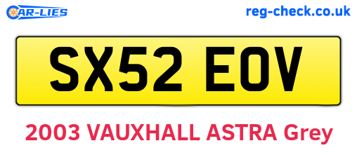 SX52EOV are the vehicle registration plates.