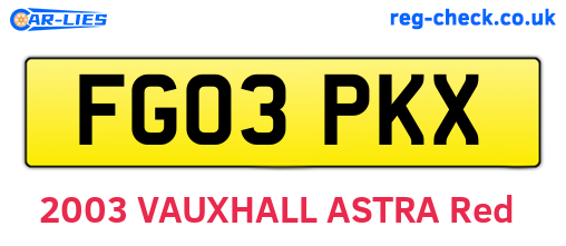 FG03PKX are the vehicle registration plates.