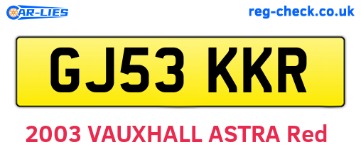 GJ53KKR are the vehicle registration plates.