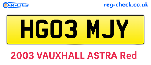 HG03MJY are the vehicle registration plates.