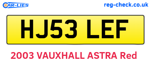 HJ53LEF are the vehicle registration plates.