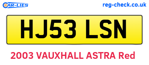 HJ53LSN are the vehicle registration plates.