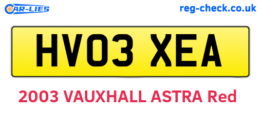 HV03XEA are the vehicle registration plates.